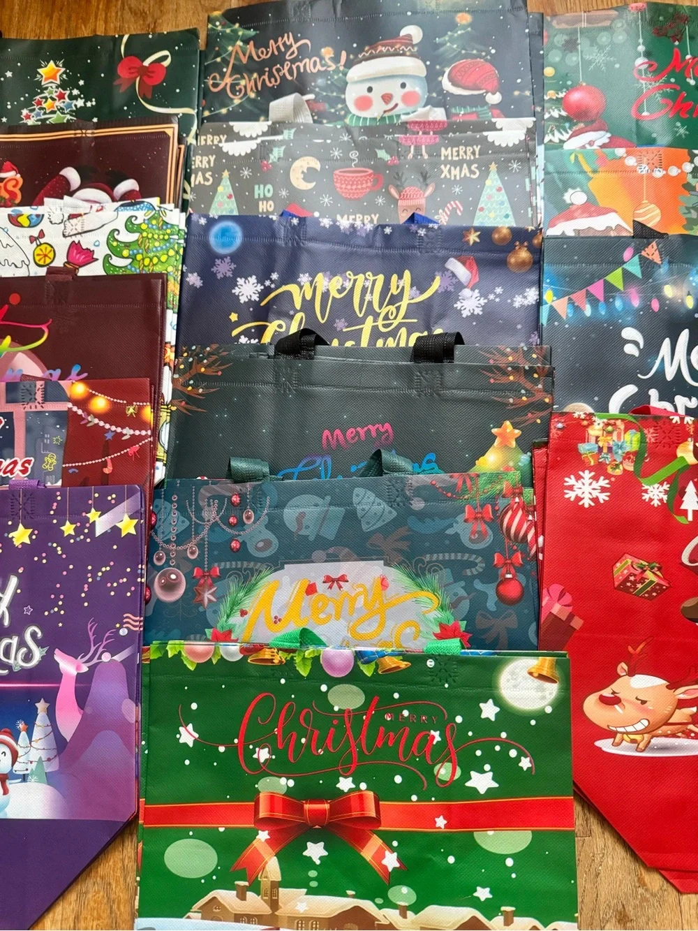 Christmas Kids Gift Bags Set - Colorful Holiday Designs